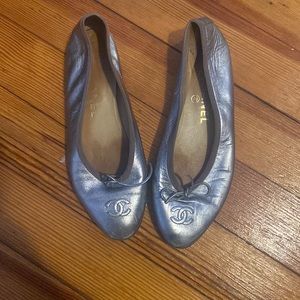 Silver Chanel Ballet Flats